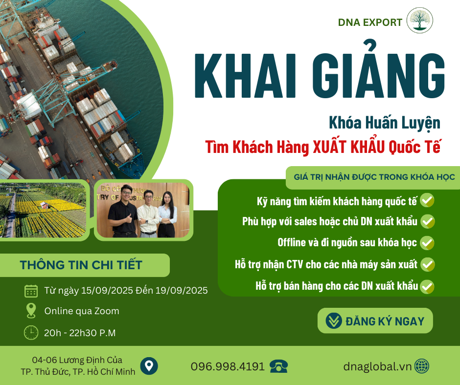 [THÔNG BÁO] Khai giảng khóa huấn luyện DNA5 – Tìm khách hàng xuất khẩu quốc tế